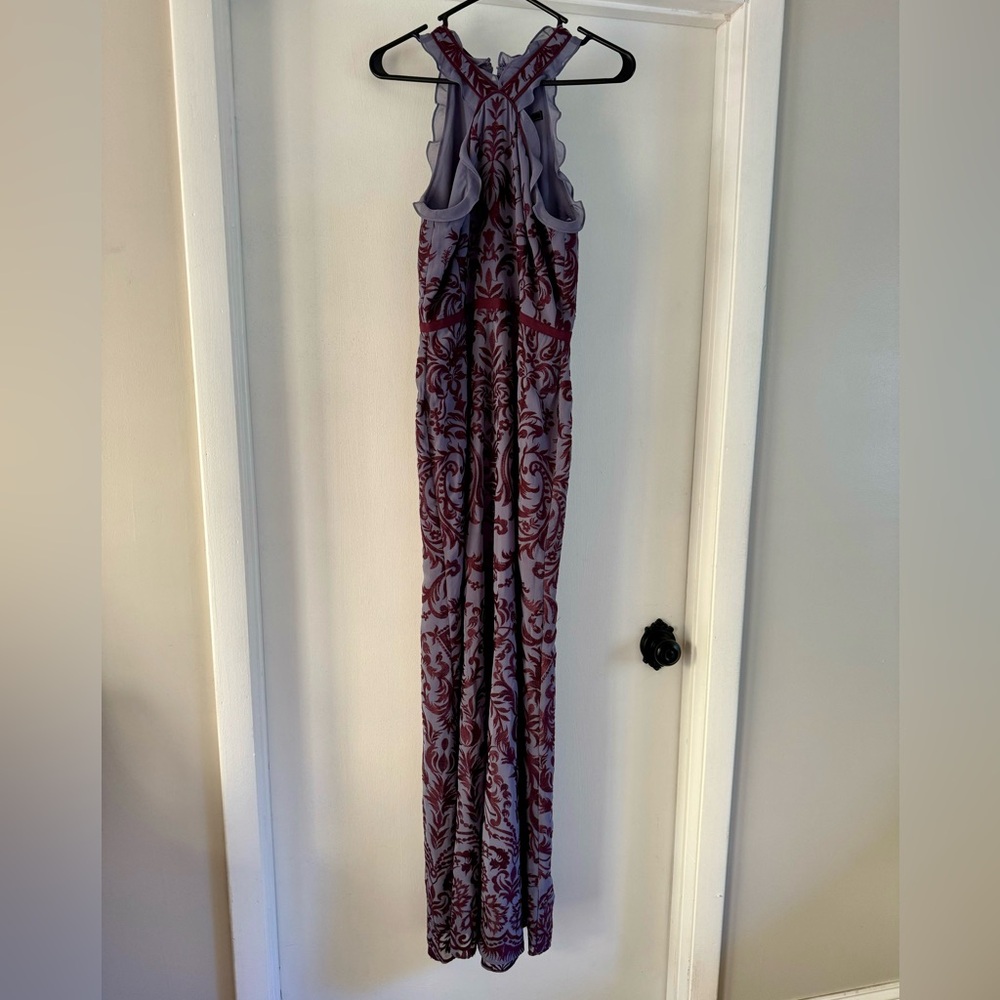 NWT BCBGMaxAzria Embroidered Purple Halter Gown. 6 - Picture 3 of 12